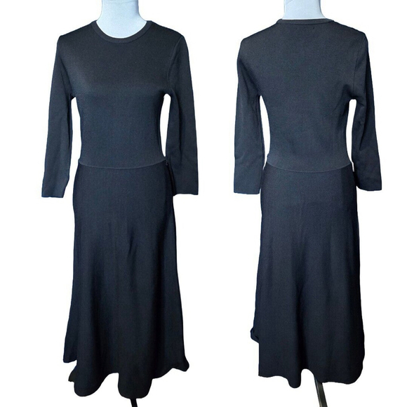 Eliza J NEW Knit Sweater Midi Dress Black Medium Office Minimalist Lagom Party - Picture 1 of 8